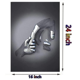 ZMURED 3D Wall Art Decor Artwork Figure Statue Modern Art Canvas Painting,Large Wall Art for Bathroom Bedroom Decoration (hand in hand)