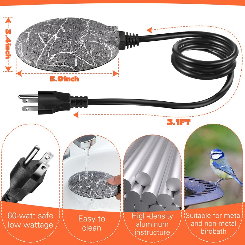 Saillong 2 Pack Upgrade Bird Bath Heater for Outdoors in