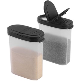 SIGNORA WARE Spice Jars with Lids - 8 oz Refillable Empty Airtight Spice/Seasoning Containers Set -2 in 1 Pour/Sift Shaker Lids Clear Plastic Spice/Seasoning Organizer Kitchen/Travel 2 pk