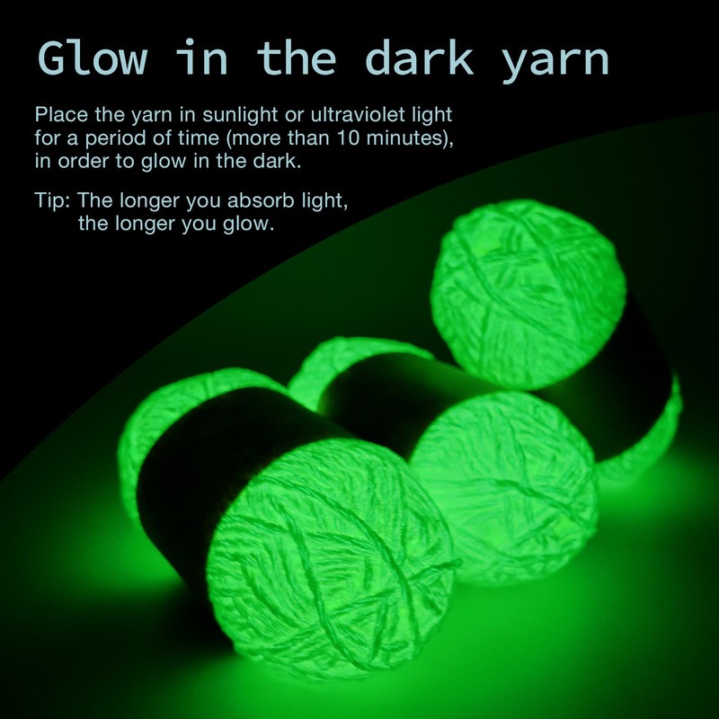 Glow in the Dark Chenille Yarn, 50g Skeins, 3 Pack,