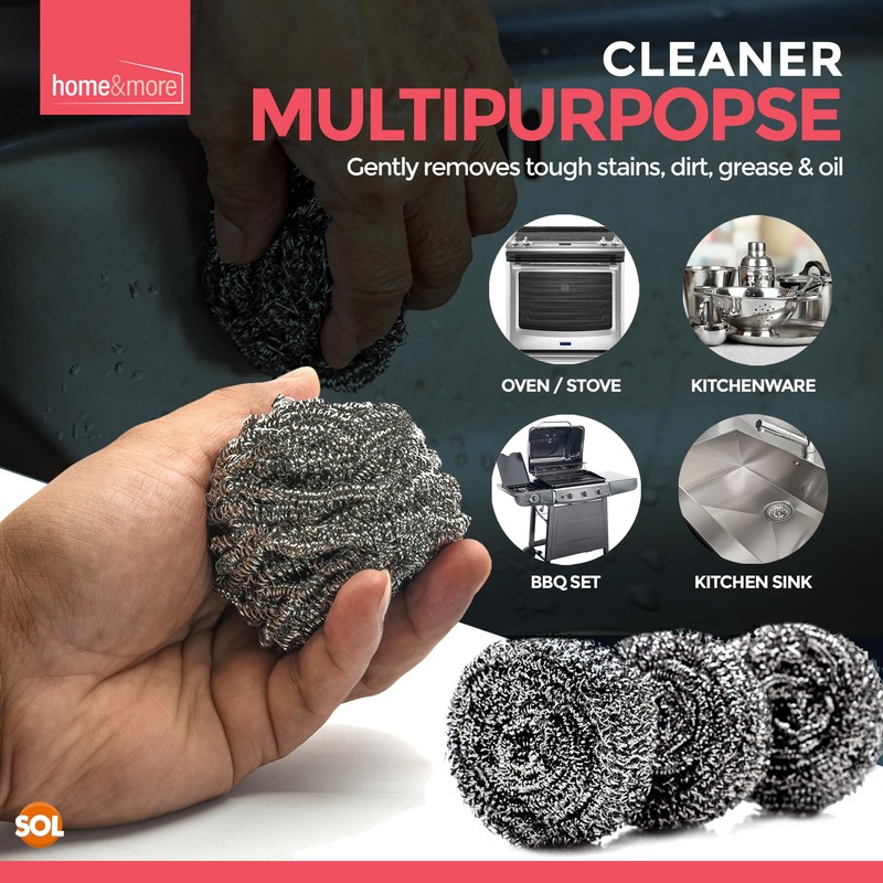 12pk SOL Stainless Steel Scourer, Wire Scourers, Metal Sponge, Pan