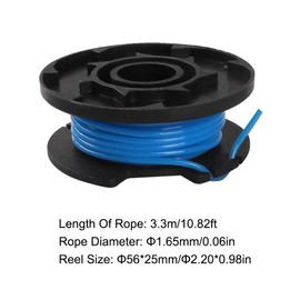 TopHomer String Trimmer Replacement, 1.65mm Automatic Feed Replace Spool & Line AC14RL3A Fits for Ryobi 310917001, 3110382AG, 3110382G, 522994001 (8 Blue Coils + 2 Grey Lids)