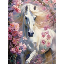 Reofrey Diamond Painting Diamond Art Cross Stitch Kit Horse, Handmade Kit Animal All Over Application Type Bead Door DIY Craft Kit Home Restaurant Rhinestone Home Wall Hanging Decoration 30x40cm