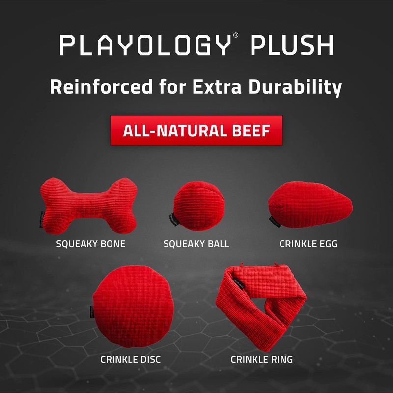 PLAYOLOGY Plush - Squeaky Bone - Large - Engaging All-Natural