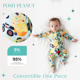 Posh Peanut Convertible Baby Sleepers - Boys Footless Baby Pajamas with 2 Way Zipper for Easy Diaper Changes