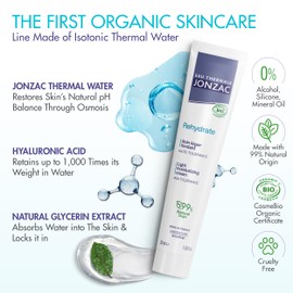Eau Thermale Jonzac Rehydrate Organic Light Moisturzing Cream for Daily Use - Facial Cream Providing 24hr Hydration with Pure Hyaluronic Acid - Sensitive Skin Approved - 1.69 Fl Oz