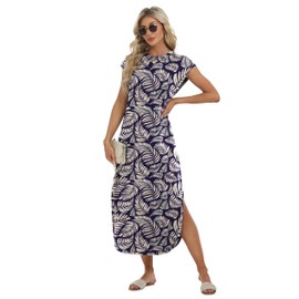 HiMONE Beach Vacation Dresses for Women 2025 Sundress Cap Sleeves Casual Maxi Beach Dress with Pockets XS-2XL