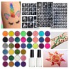 DIY Glitter Makeup Set with Stencil Designs - Applicable for