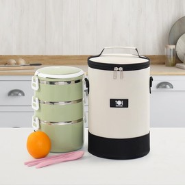 XINGNIAO Japanese Style Round Bento Bag Large Capacity Insulated Waterproof Lunch Bag