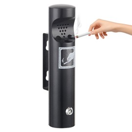 Outdoor Ashtray Weatherproof Stainless Steel Ashtray with Lock Tubular Design for Patio Restaurant Hotel Office