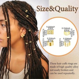SIRLOMU Pack of 60 Adjustable Dreadlocks Jewellery, Braids Jewellery, Gold Hair Jewellery for Braids, Loc Jewellery for Hair with Dreadlocks, Hair Spiral Clips, Hair Jewellery for Dreadlocks (Gold +