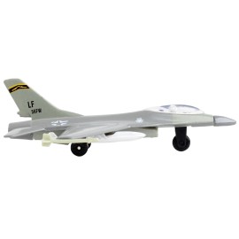 DCD General Dynamics F-16 Fighting Falcon Gray Diecast Model of United States Air Force Fighter Aircraft for Kids