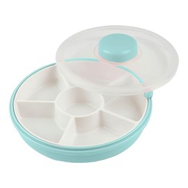 Nazarian Finest Snack Container - 5 Compartment Dispenser with Interactive Button, BPA/PVC-free, Non-toxic, Dishwasher Safe - 8oz Lunch Container for Home, School & Travel (Green)