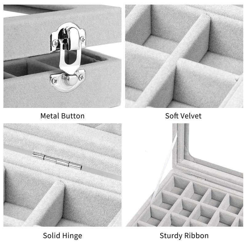 CBCYBER Jewelry Box 24 Grid Velvet Jewelry Tray for Drawers