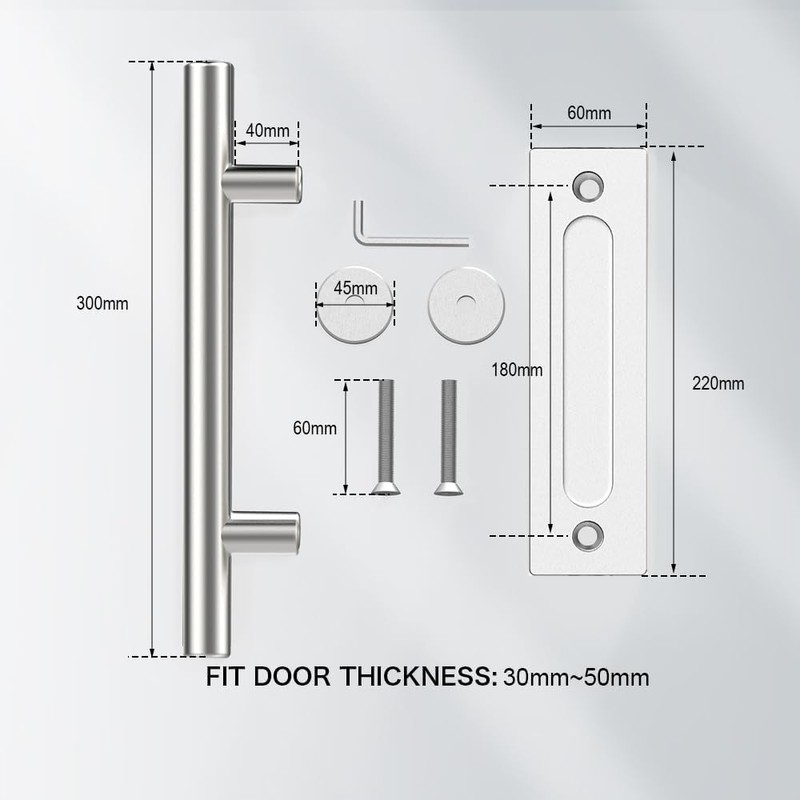 QINAIXQM 30 cm Sliding Door Handle, Double-Sided Barn Door Handle,