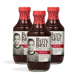 Bill's Best Organic BBQ Sauce 3 Pack - 18oz Each (Spicy)