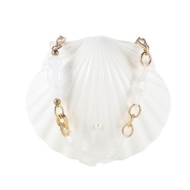 RomanticDesign Women Acrylic Handbag White Shell Shape Clutch Bag Shoulder Bag Crossbody Handbag Chain Purse, A-white