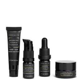 JSHealth Vitamins 4 Step Skincare Minis | Anti-Ageing Natural Vitamin Skincare - Mini Skincare Travel Set. Contains Balancing Vitamin Cleanser, Pro-Collagen Vitamin Serum, Luminous Vitamin Oil and Probiotic Vitamin Moisturiser