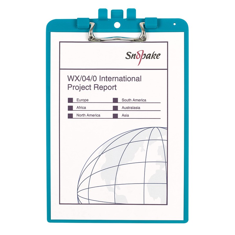 Snopake A4 Turquoise Clipboard with Pen Holder, Heavy Duty Ergonomic