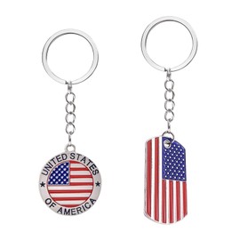 2 Pieces American Flag Keychains, Metal Pendant Keychains, Creative Flagpole Keychain, Bag Pendant, American Flag Gift, silver, Unit size, Modern