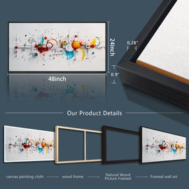 ZUITINGHUA Black Framed Wall Art For Living Room Large Canvas Wall Decor For Bedroom Office Decorations Abstract Line Geometric Pictures Artwork Boho Paintings Aesthetic Home Decor 24x48 In