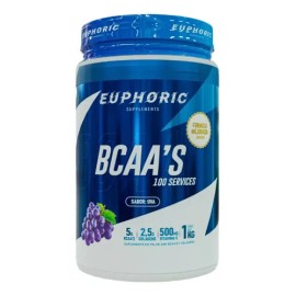 Euphoric Bcaa  Colageno 1 Kg 100 Servicios Vitamina C Sabor Uva                                                                                       