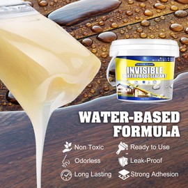 Transparent Waterproof Sealant 35oz - Clear Waterproof Coating for Roofs, Walls, Concrete, Wood & Terraces, Indoor & Outdoor Flexible Sealant, Water-Based, UV-Resistant, Crack-Proof Protection