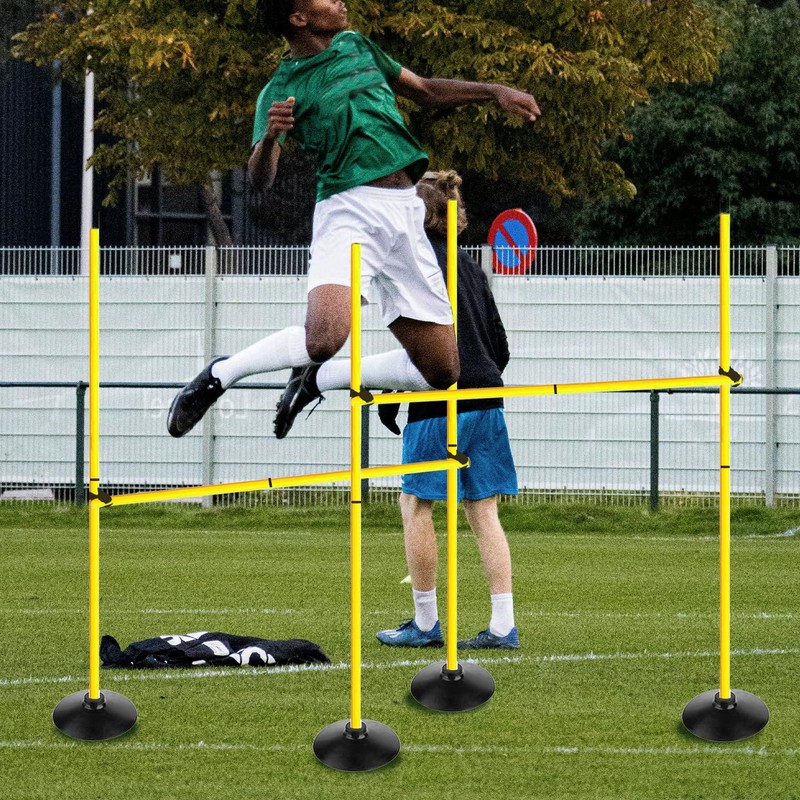 Voodans Adjustable Height Agility Hurdle Set Multi-Function Soccer Trainning Pole