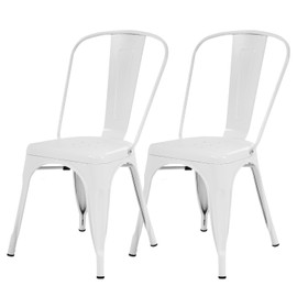 FDW Metal Dining Chairs Set of 2 Modern Patio Chair 18 Inch Indoor Outdoor Chairs Kitchen Chairs Metal Chairs Restaurant Chair Seat Height Metal Stackable Chair 330 LBS Weight Capacity