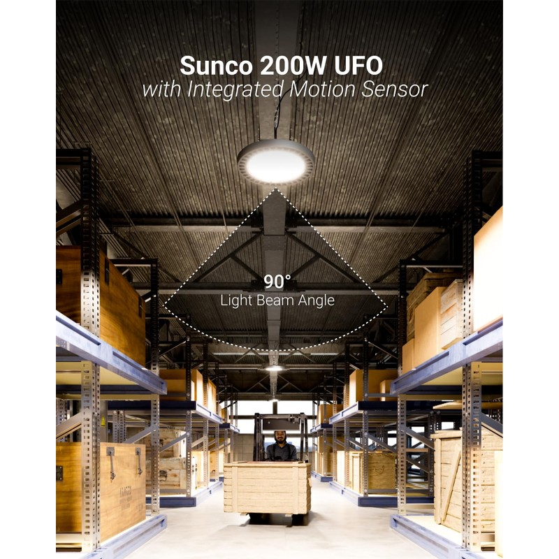 Sunco High Bay LED Shop Light with Motion Sensor, for
