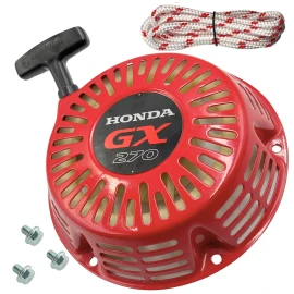 Kindza Recoil Pull Starter Red For Honda GX240 GX270 Engine Generator Rope & 3 bolts