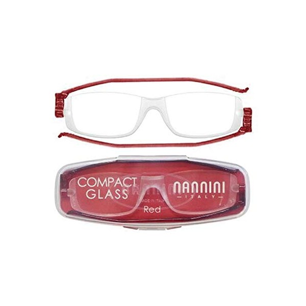 老眼鏡 コンパクトグラス2 nannini リーディンググラス 男性用 女性用 メンズ レディース シニアグラス 全12色(＋3.50,レッド)
