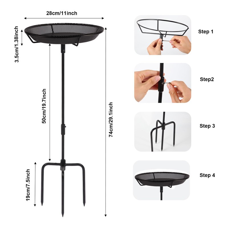 HRAYLTOP Standing Bird Feeder Bowl with 29.1 inch Iron Stand