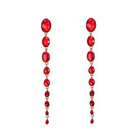 Long Crystal Beaded Tassel Teardrop Dangle Chain Earrings for Women Boho Tassel Dangle Earrings Sparkly Rhinestone Linear Earring Bridal Wedding Prom Costume Jewelry, Copper, crystal