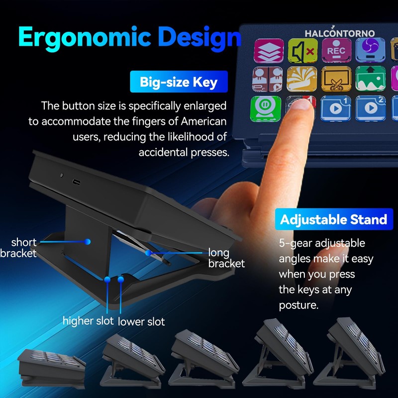 HALCONTORNO Stream Dock - Mirabox Steamdeck for PC Mac, Wired