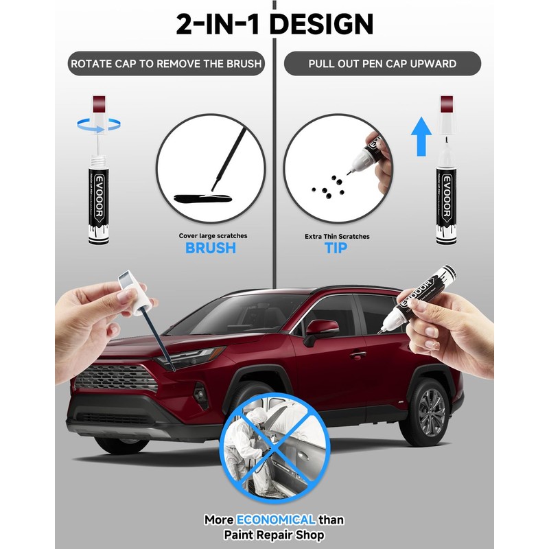 EVOOOR 3Q3 Dark Red/Salsa Red Pearl Touch Up Paint Compatible