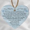 Paw Prints Left by You Memorial Heart Plaque with Inspirational