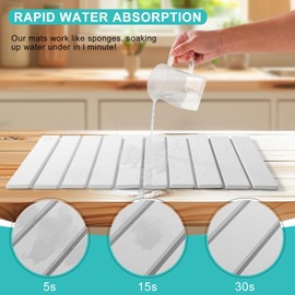 Large Foldable Stone Dish Drying Mat for Kitchen Counter 24"x16" Quick Dry Super Absorbent Diatomaceous Earth Non-Slip Eco-Friendly Perfect for Dishes Bottles Cups and Utensils Matches Any Countertop