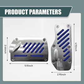 Nowkont Pack-2 Car Accelerator Brake Foot Pedal Set, 4.9" x 2.9" + 2.4" x 5.5" Alloy Anti-Rust Pedal Cover, with Non-Slip Safety Rubber Strip, Universal for Automatic Transmission Cars (Blue)
