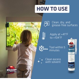 Kraken Bond Aquarium Silicone Sealant Clear - (12x10.1 fl. oz.) 100% Waterproof Aquarium Safe Silicone, Non-Toxic Fish Tank Safe Sealant, Fast Curing and Strong Adhesion, 12 Pack