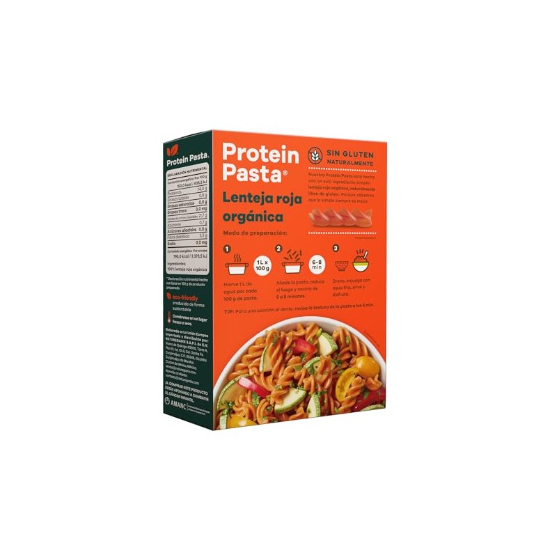 Real Natural, Protein Pasta Lenteja Roja, 250 Gramos