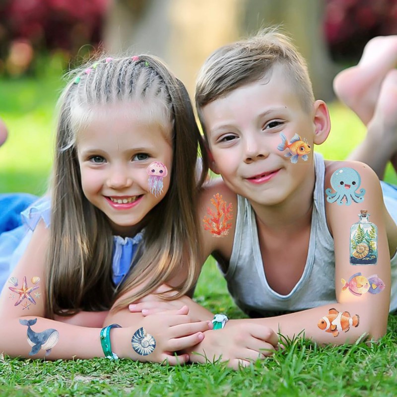 10sheets Ocean Animal Temporary Tattoos for Teens Boys Girls