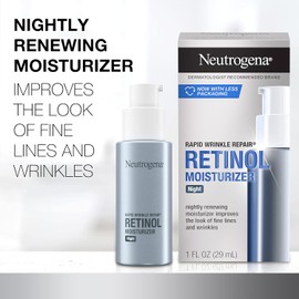 Neutrogena Rapid Wrinkle Repair Retinol Face Moisturizer Night Cream, Anti-Aging Face Cream with Retinol & Hyaluronic Acid, 1 fl. oz + Trial Size Hydro Boost Facial Cleanser, 0.5 fl. oz
