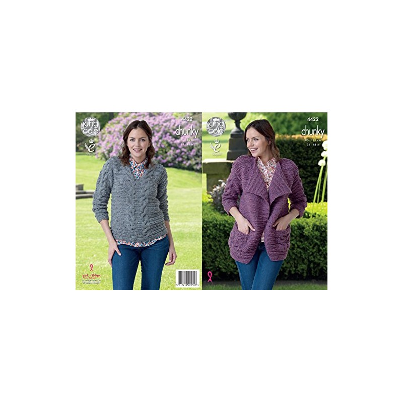 King Cole Ladies Knitting Pattern Womens Jacket & Sweater Cable