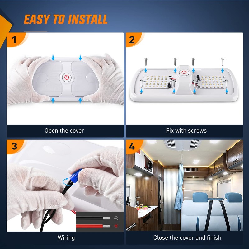 Nilight 2pcs RV Interior Lights 12V-24V LED Ceiling Light Fixture