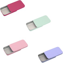 20 Pcs Mini Metal Tin Box Containers Metal Slide Top Tin Containers Rectangular Empty Hinged Tins Box Containers, 6 x 3.4x 1.1 cm for Candies Jewelry Crafts Pills Survival Kit (4 Colors)