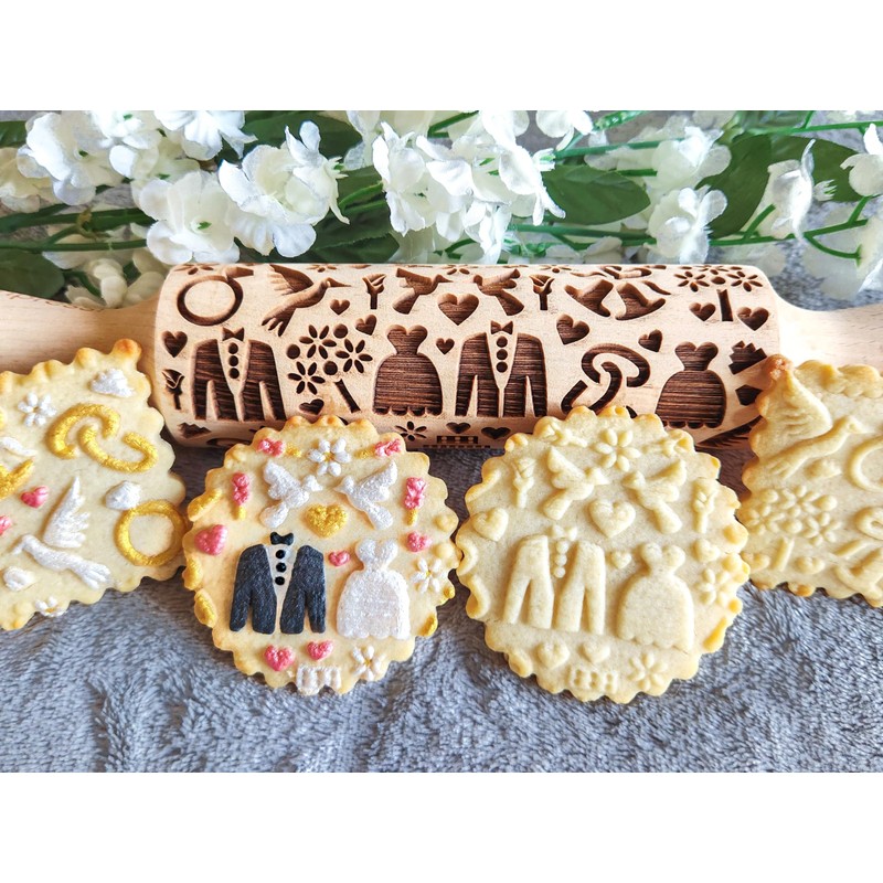 Impress Bakeware – Embossed Rolling Pin with Wedding Pattern in