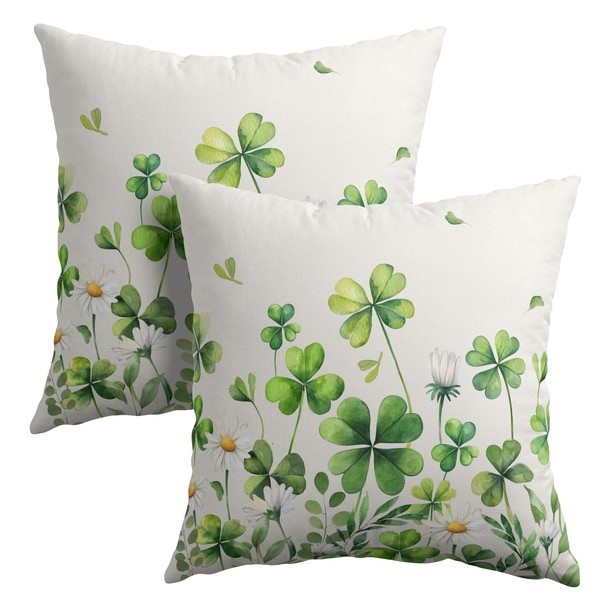 Saint Patrick Day Throw Pillow Covers Lucky Clover Shamrocks Daisy