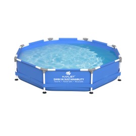 Hanjet Above Ground Pools Family Swimming Pool for Outdoor Backyard with Pool Cover and Pool Mat: 8ft x 20in - Odor-Free Eco PE Material, Reinforced Steel Frame