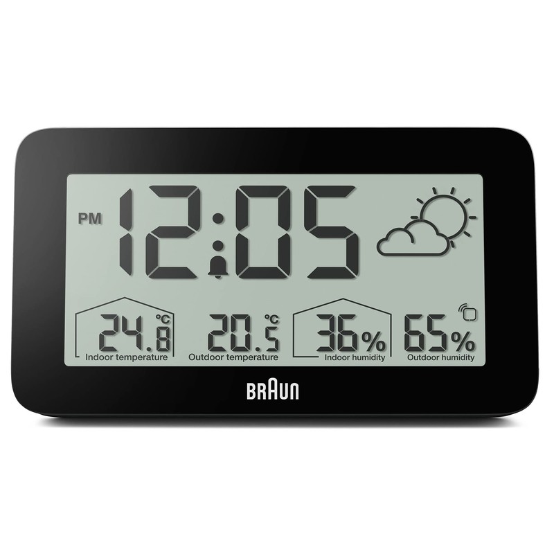 Braun Digital Weather Station Clock with Indoor and Outdoor Temperature